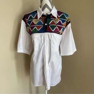 Vintage Colorful Geometric Women's Blouse - Size: XXL